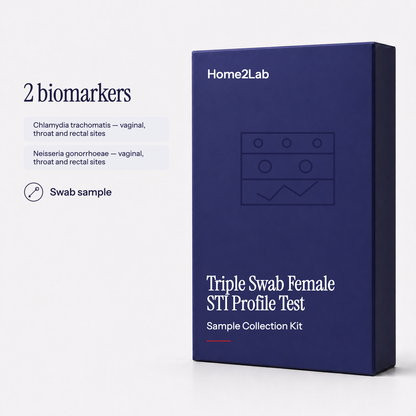 Triple Swab Female STI Profile (Vaginal/Throat/Rectal Swabs) Test Home2Lab sample collection kit