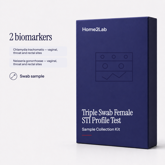 Triple Swab Female STI Profile (Vaginal/Throat/Rectal Swabs) Test Home2Lab sample collection kit