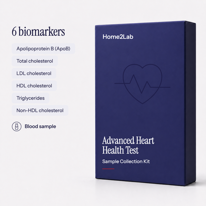 Advanced Heart Health Test (ApoB, Cholesterol, LDL, HDL, Triglycerides) Home2Lab sample collection kit