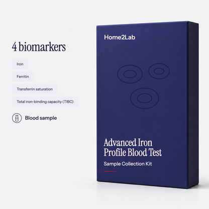 Advanced Iron Profile Blood Test Home2Lab sample collection kit